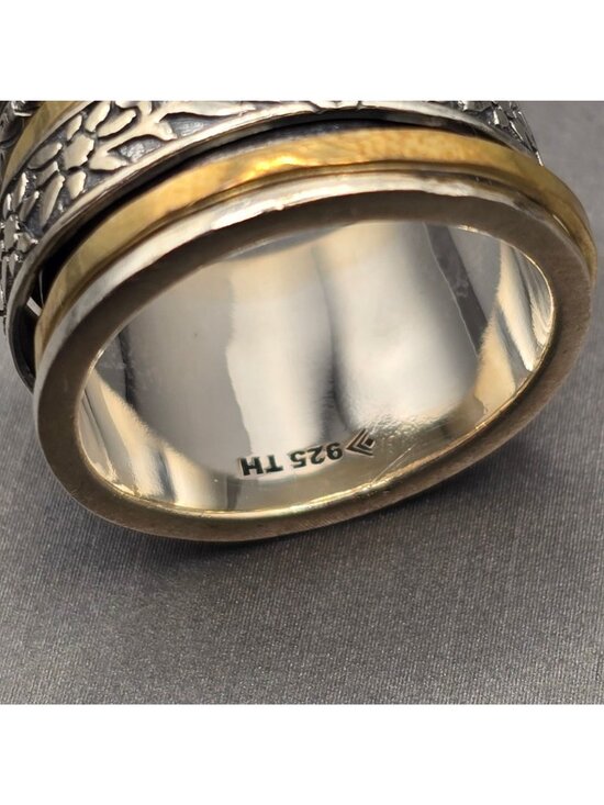 Silpada Sterling Silver Brass Spinner Ring Size 8 Wide Band Meditation Fidget - Picture 6 of 12